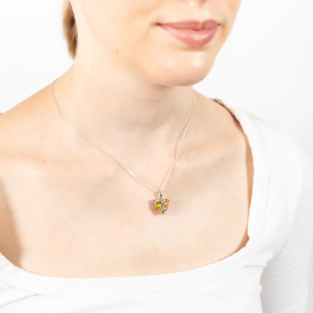Sterling Silver Champane Heart Cubic Zirconia Pendant - Image 2