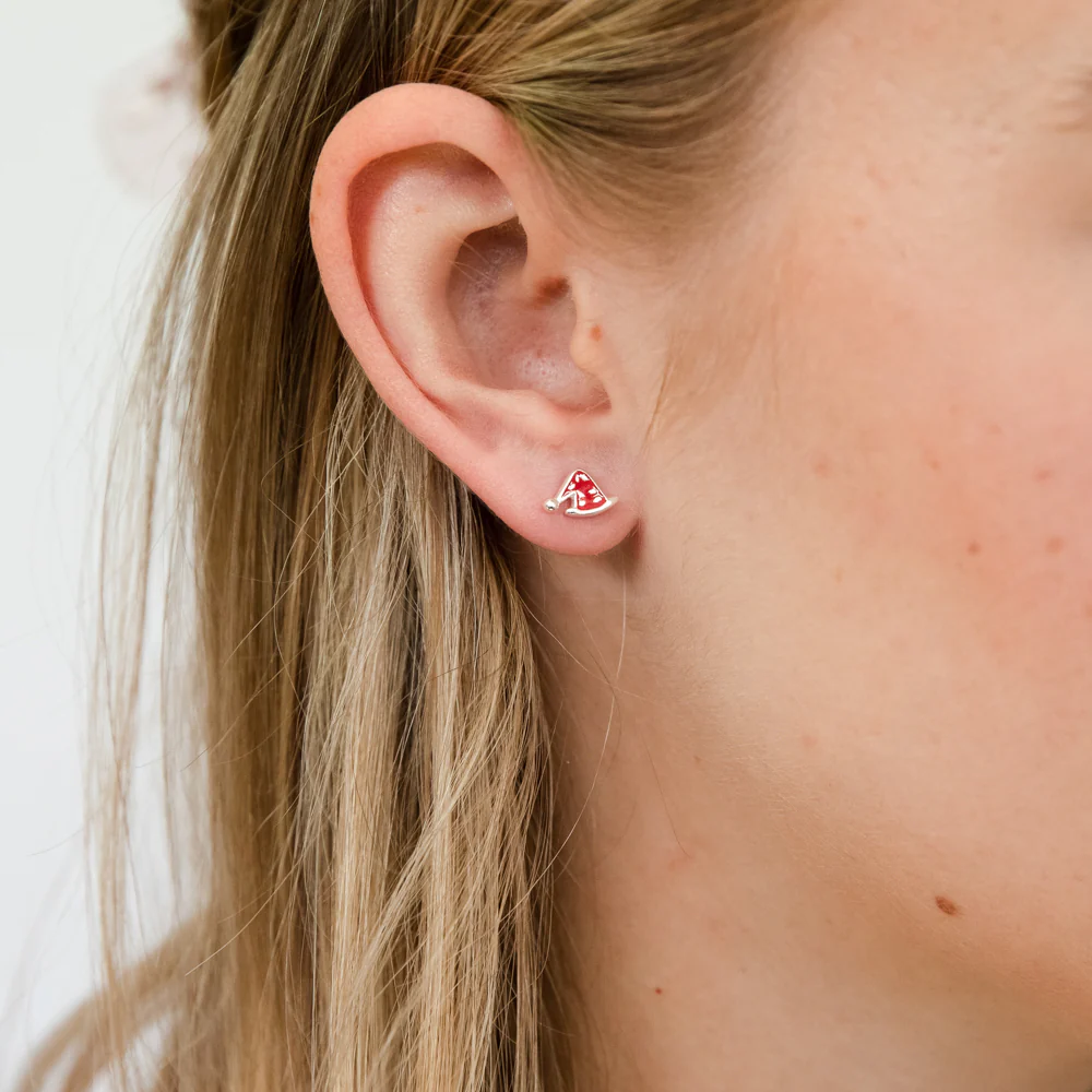 Sterling Silver Christmas Santa Hat Stud Earrings - Image 2