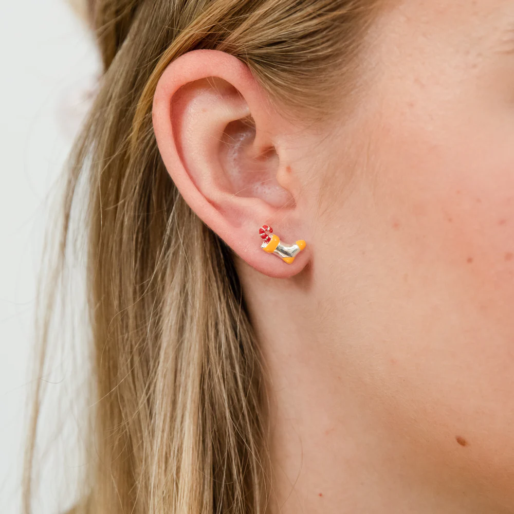 Sterling Silver Christmas Socks With Candy Stud Earrings - Image 2
