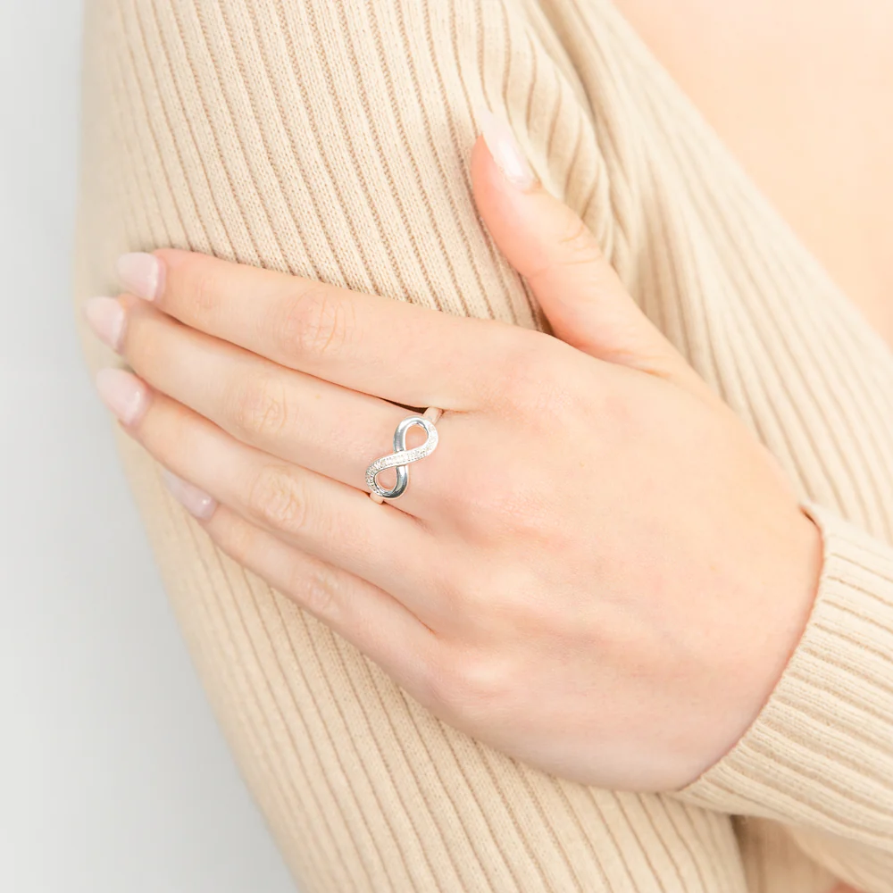Sterling Silver Classic Infinity Diamond Ring - Image 3
