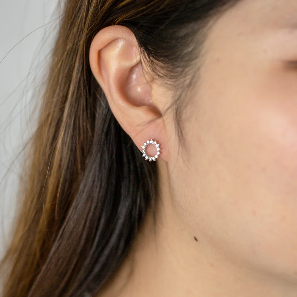 Sterling Silver Claw Set Circle of Life Stud Earrings - Image 2