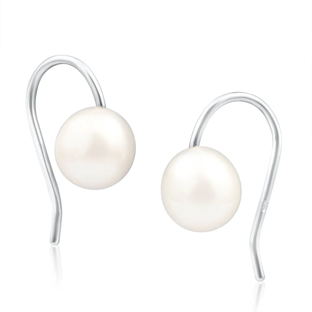 Sterling Silver Cream Freshwater Pearl Hoop Earrings