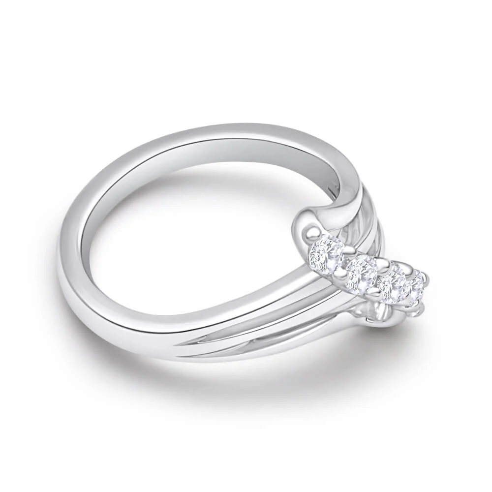 Sterling Silver Created Beautiful White Sapphire Ring - Image 2