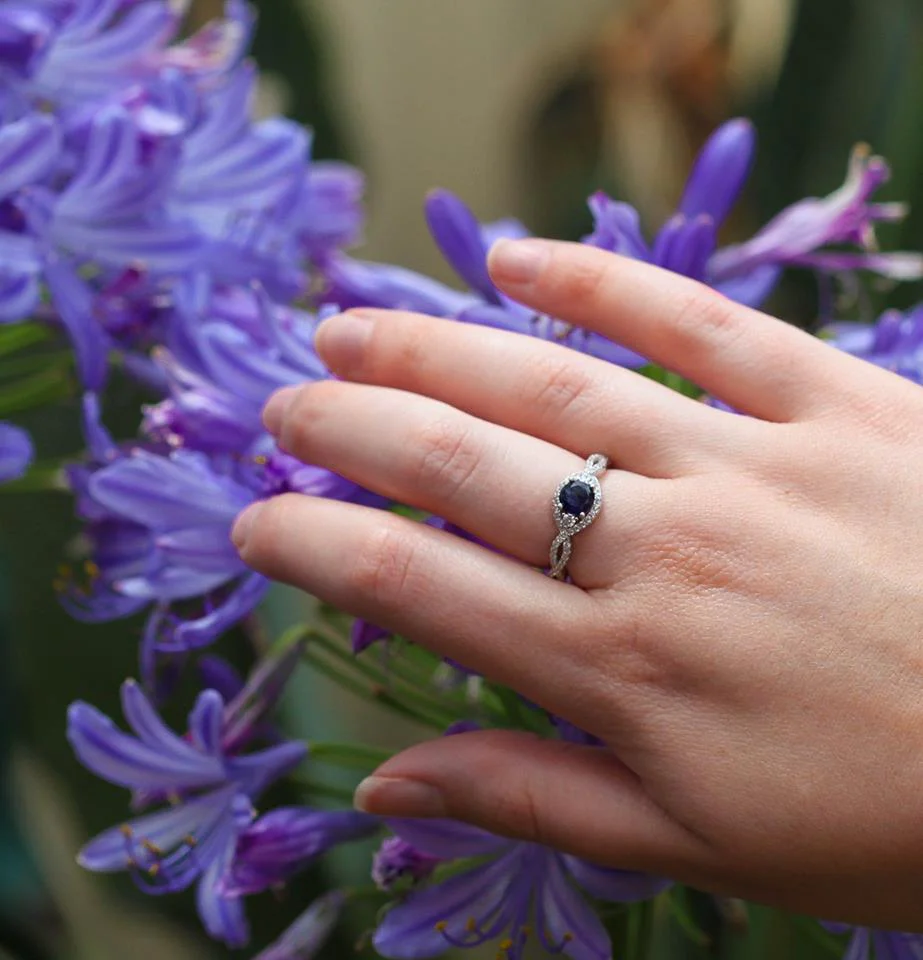 Sterling Silver Created Sapphire and Zirconia Ring - Image 3