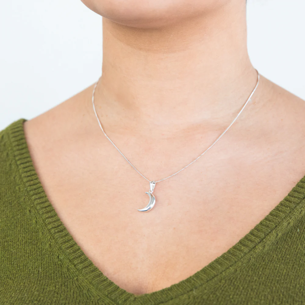 Sterling Silver Crescent Moon Pendant - Image 2