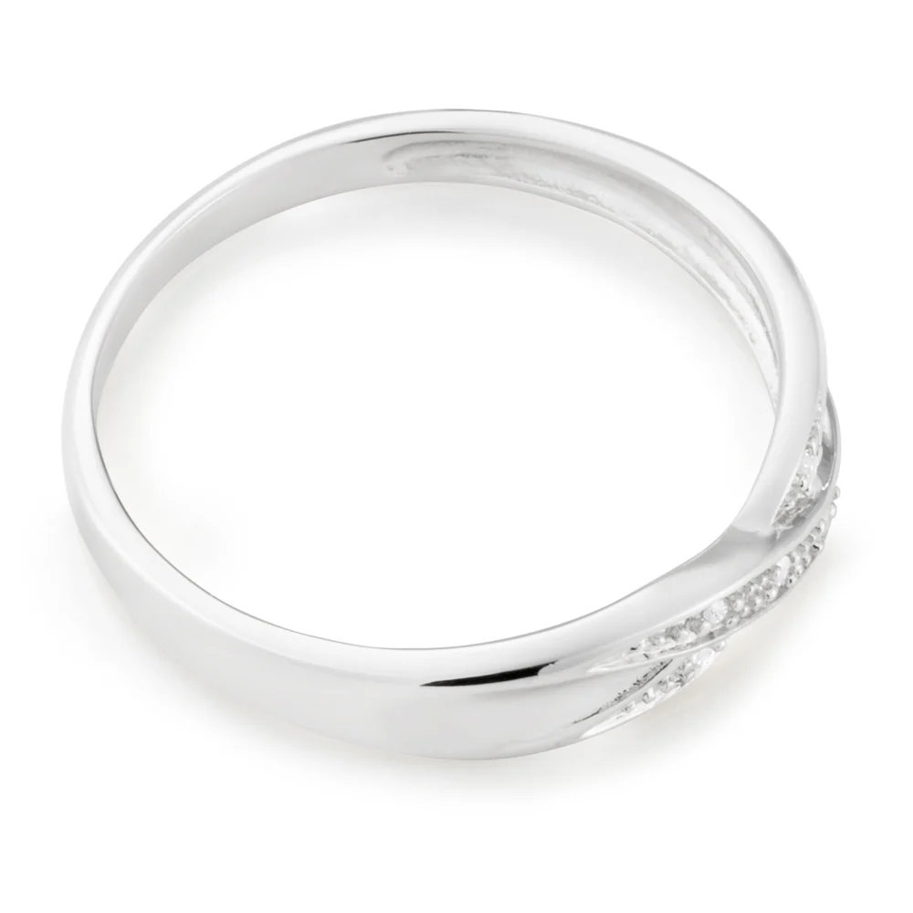 Sterling Silver Crossover 5 Diamond Ring - Image 2