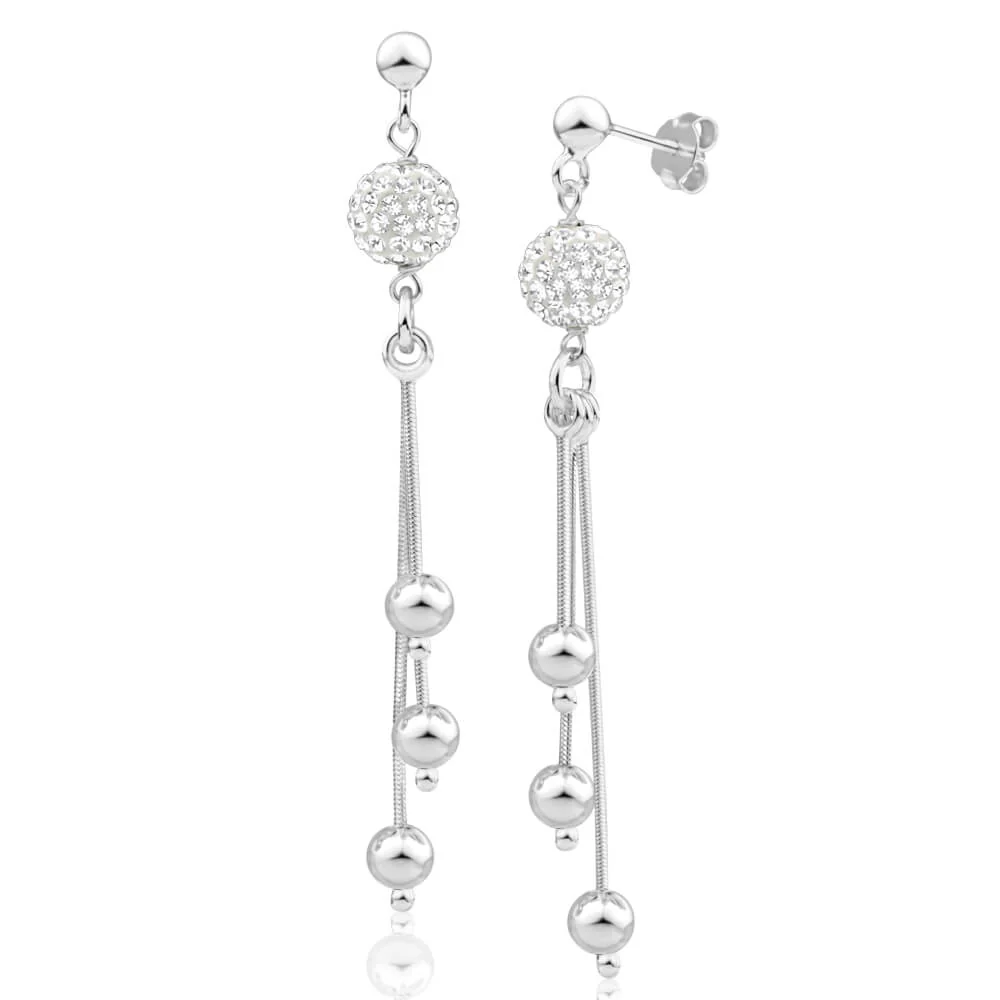 Sterling Silver Crystal Multi Drop Earrings