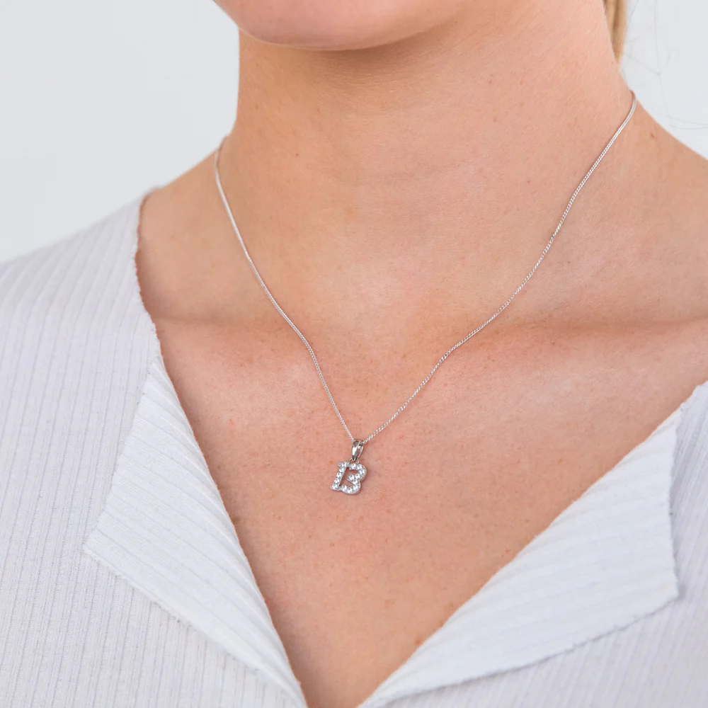 Sterling Silver Cubic Zirconia 9mm Number "13" Pendant - Image 2