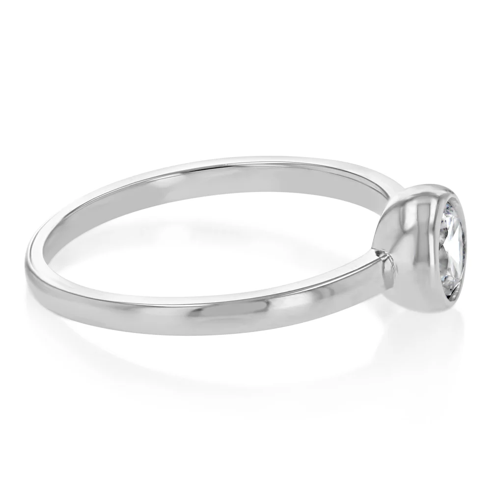 Sterling Silver Cubic Zirconia Bezel Solitaire Ring - Image 2