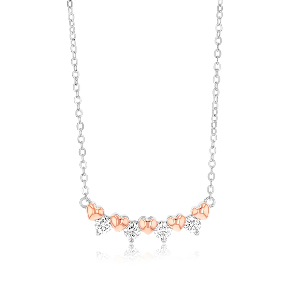 Sterling Silver Cubic Zirconia Fancy Pendant On 40+5cm Chain