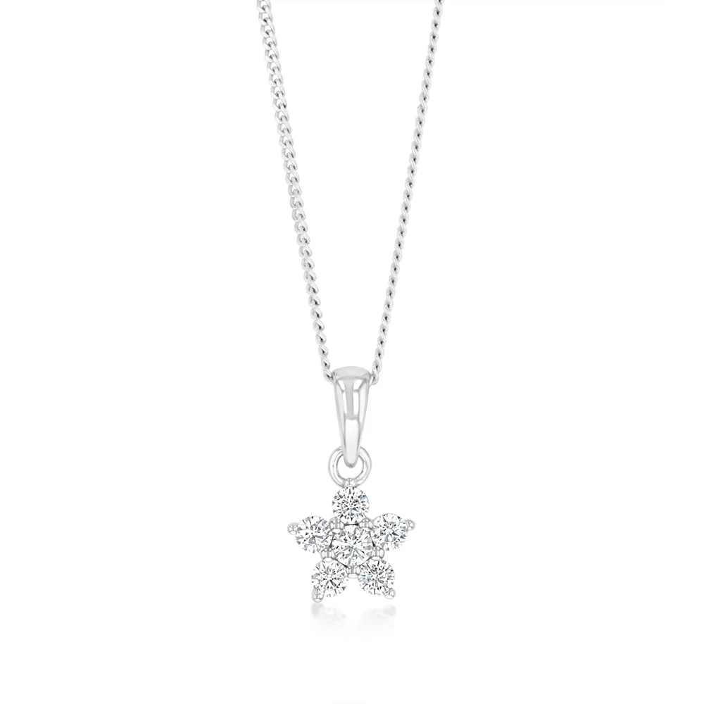 Sterling Silver Cubic Zirconia Flower Pendant