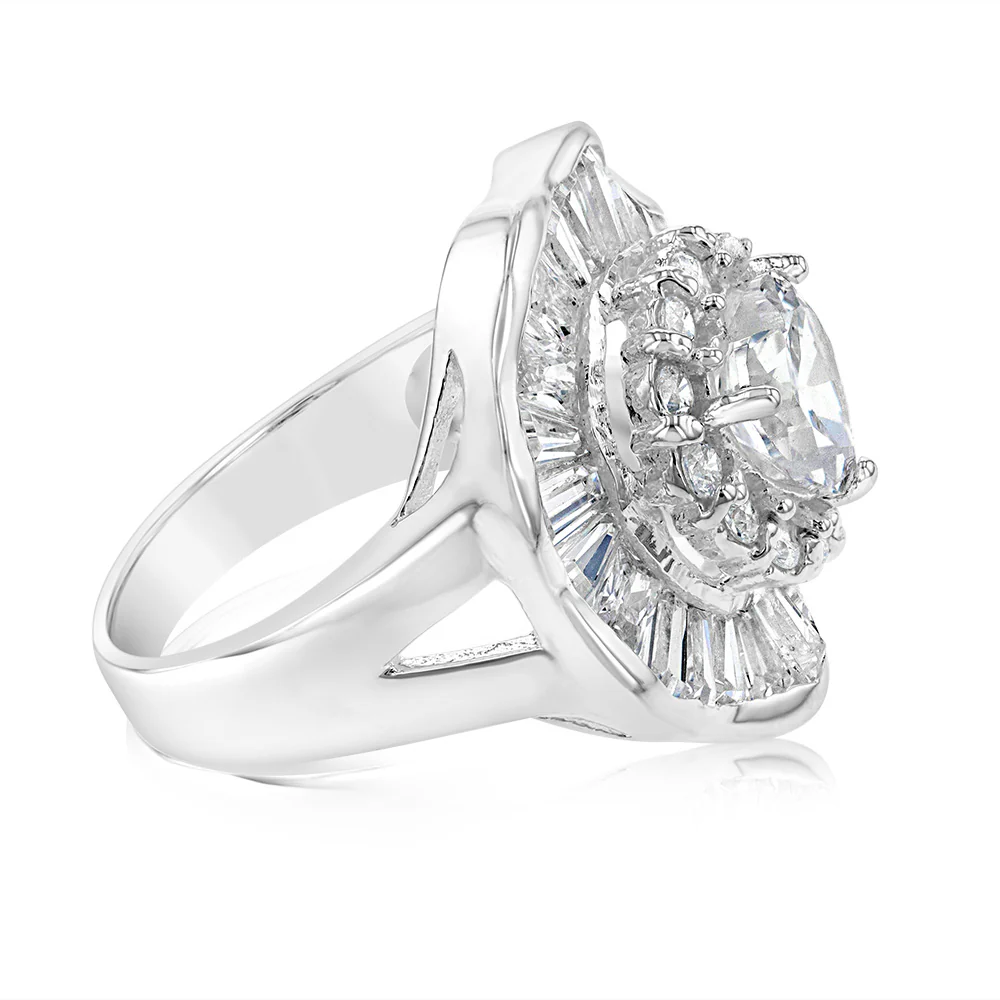 Sterling Silver Cubic Zirconia Flower Ring - Image 2