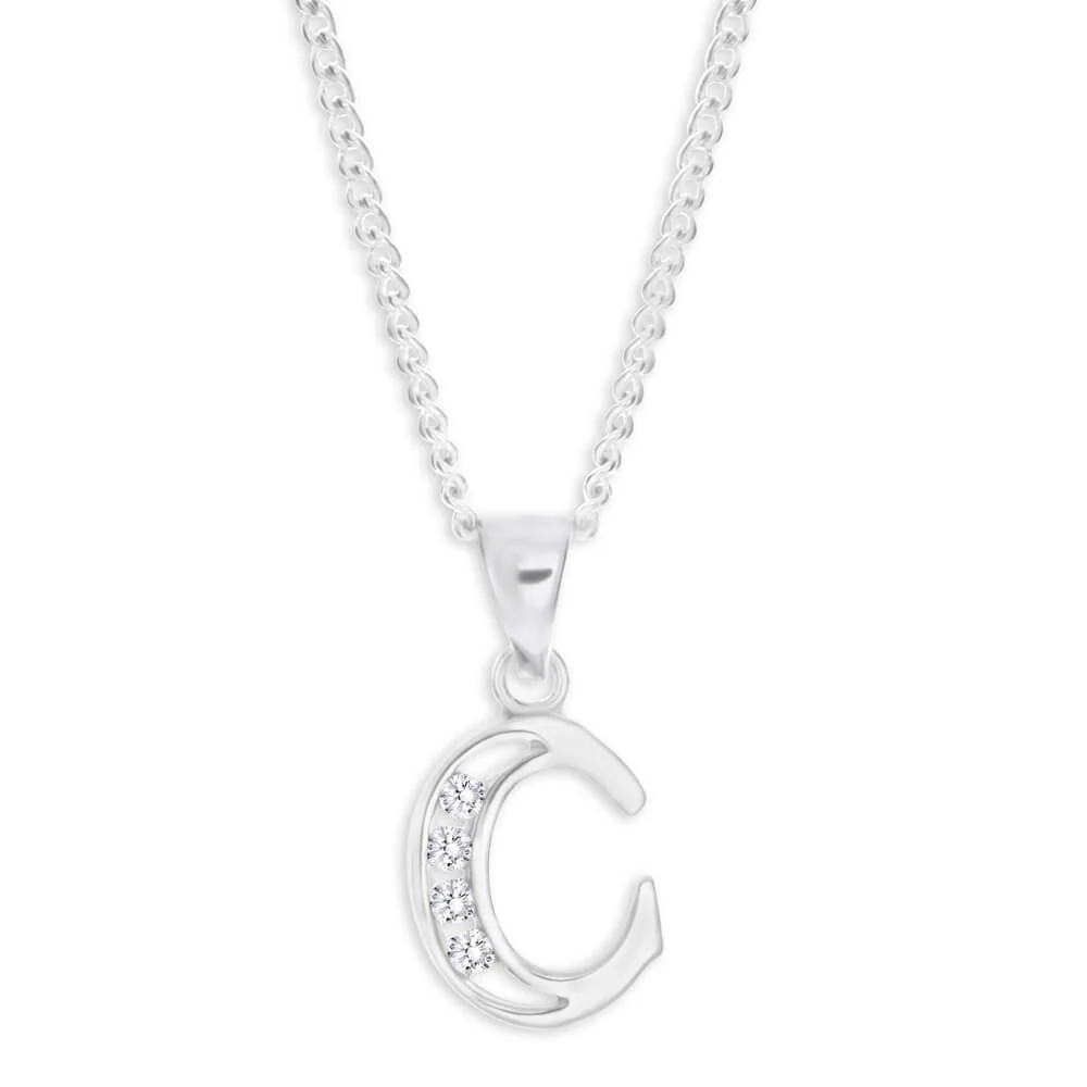 Sterling Silver Cubic Zirconia Initial "C" Pendant