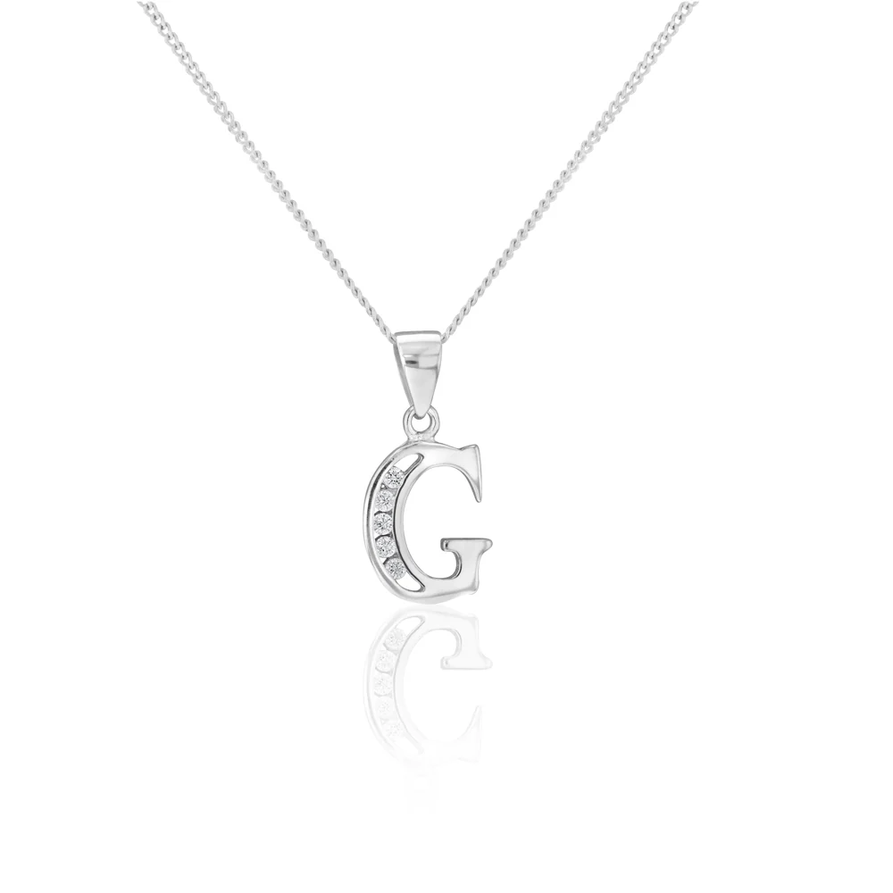 Sterling Silver Cubic Zirconia Initial "G" Pendant