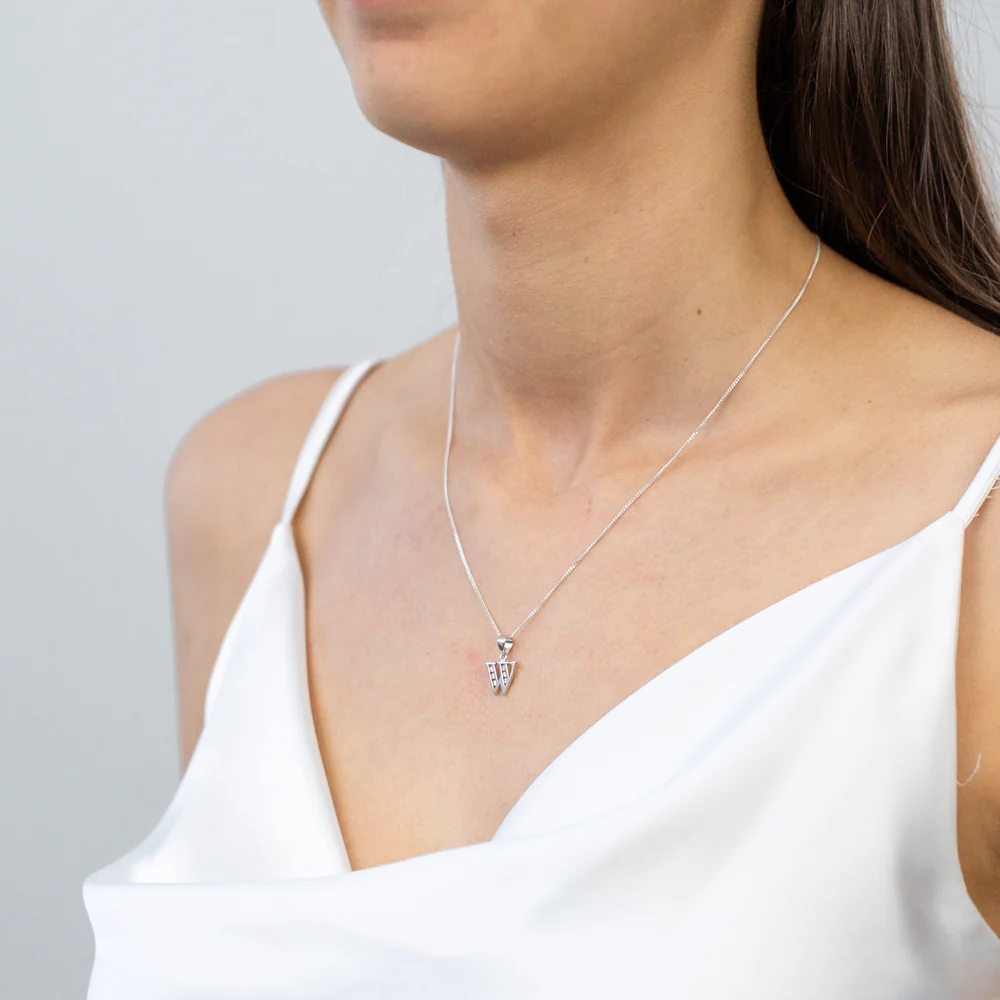 Sterling Silver Cubic Zirconia Initial "W" Pendant - Image 2