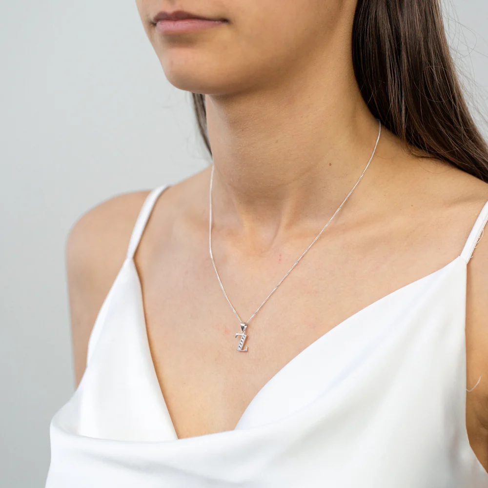 Sterling Silver Cubic Zirconia Initial "Z" Pendant - Image 2