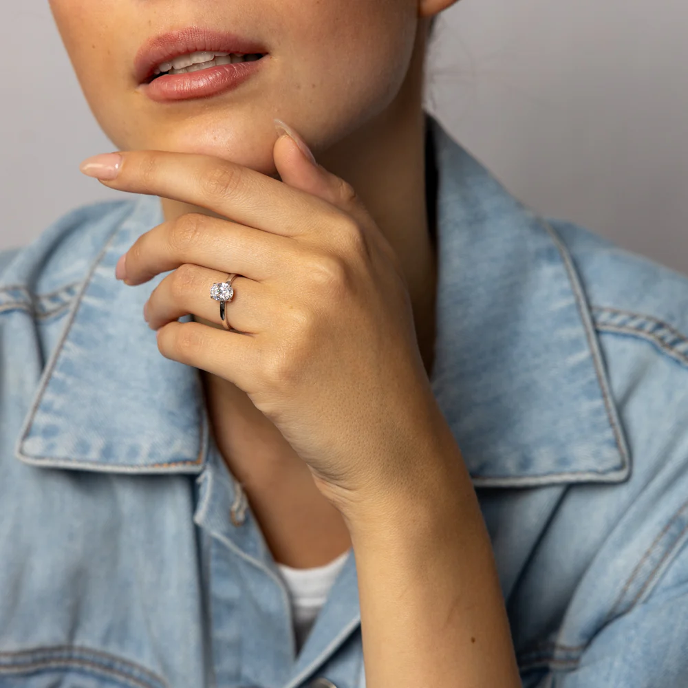 Sterling Silver Cubic Zirconia Oval Ring - Image 3