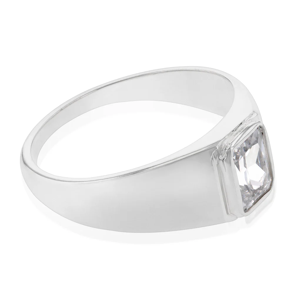 Sterling Silver Cubic Zirconia Rectangular Ring - Image 2