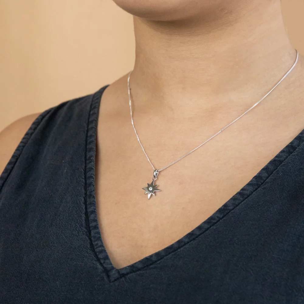 Sterling Silver Cubic Zirconia Star Pendant - Image 2