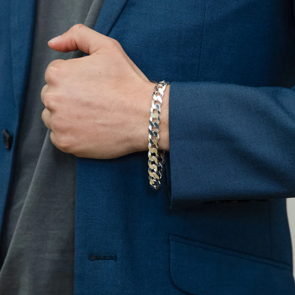 Sterling Silver Curb 250 Gauge 23cm Bracelet - Image 3