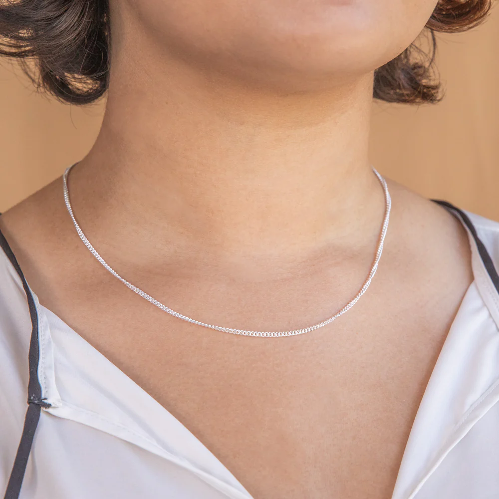 Sterling Silver Curb 60 Gauge 45cm Chain - Image 3