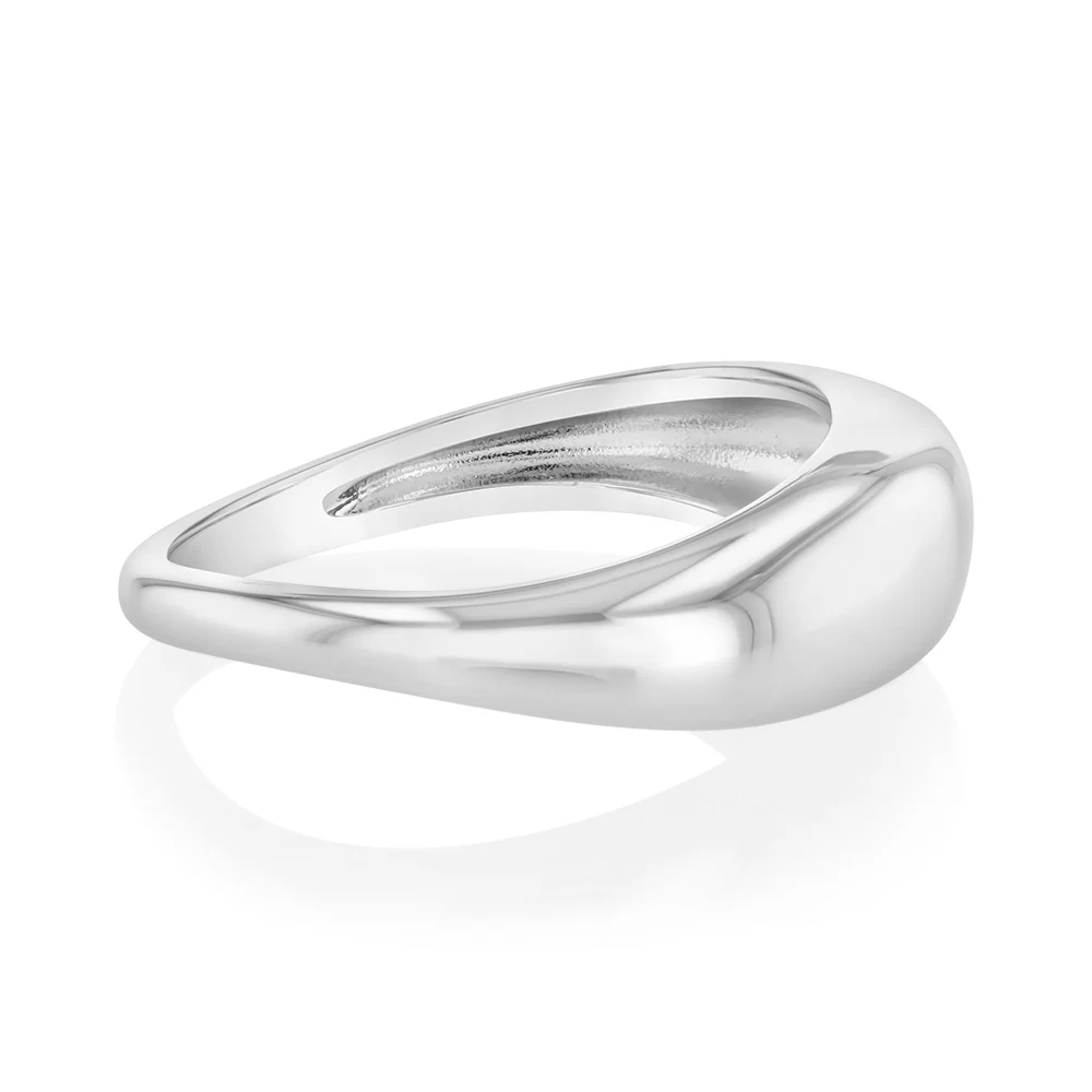Sterling Silver Curved Dome Polished Ring - Image 2