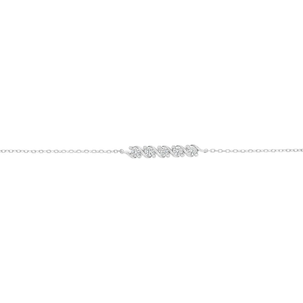Sterling Silver CZ Beaded Bar Bracelet - Image 2