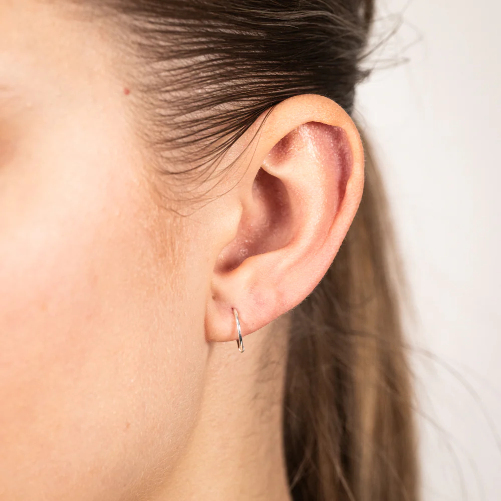 Sterling Silver Diamond Cut 11mm Sleeper Earrings - Image 2