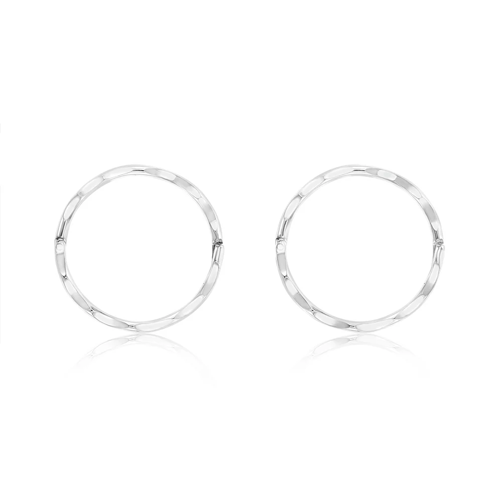 Sterling Silver Diamond Cut 12mm Sleeper Earring
