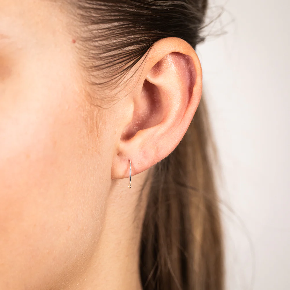 Sterling Silver Diamond Cut 12mm Sleeper Earrings - Image 2