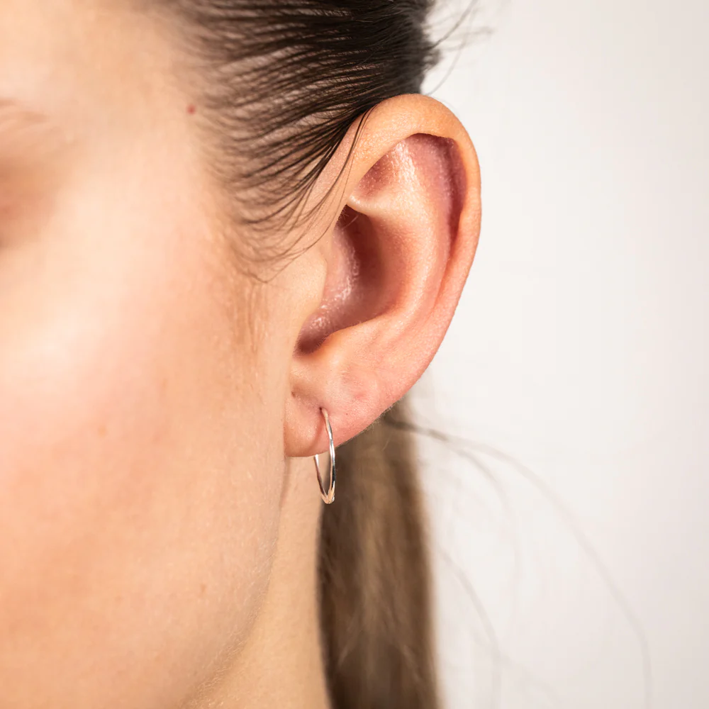 Sterling Silver Diamond Cut 15mm Sleeper Earrings - Image 2