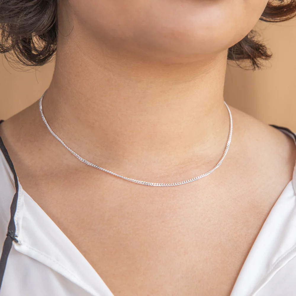 Sterling Silver Diamond Cut 40cm Curb Chain - Image 2