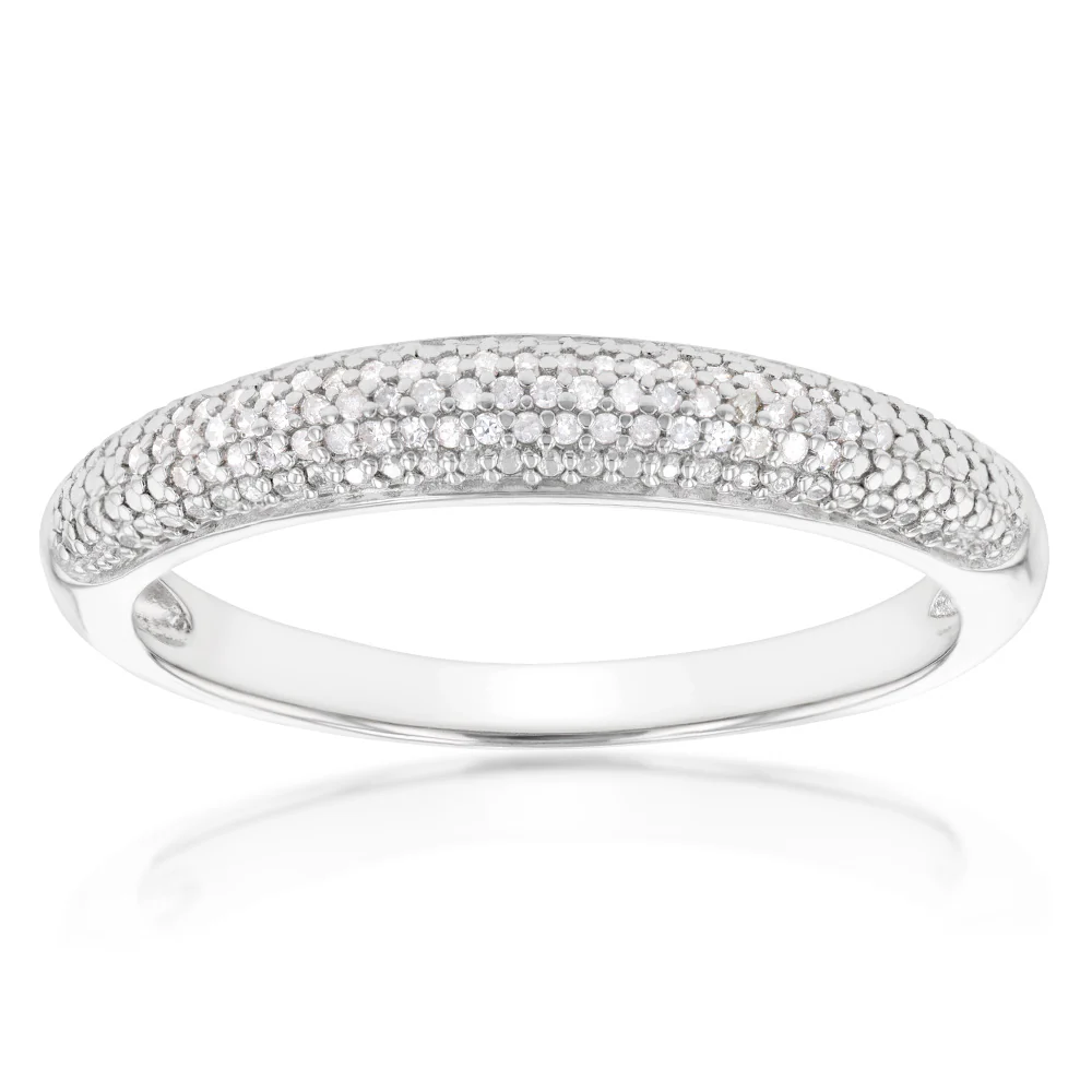Sterling Silver Diamond Pave Ring