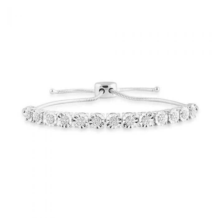 Sterling Silver Diamond Slider Bracelet