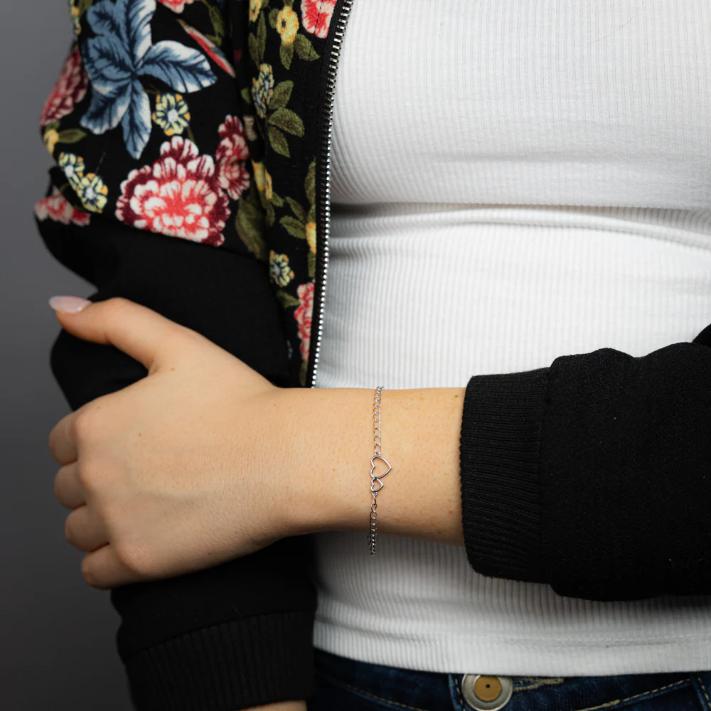 Sterling Silver Double Heart Bracelet - Image 3