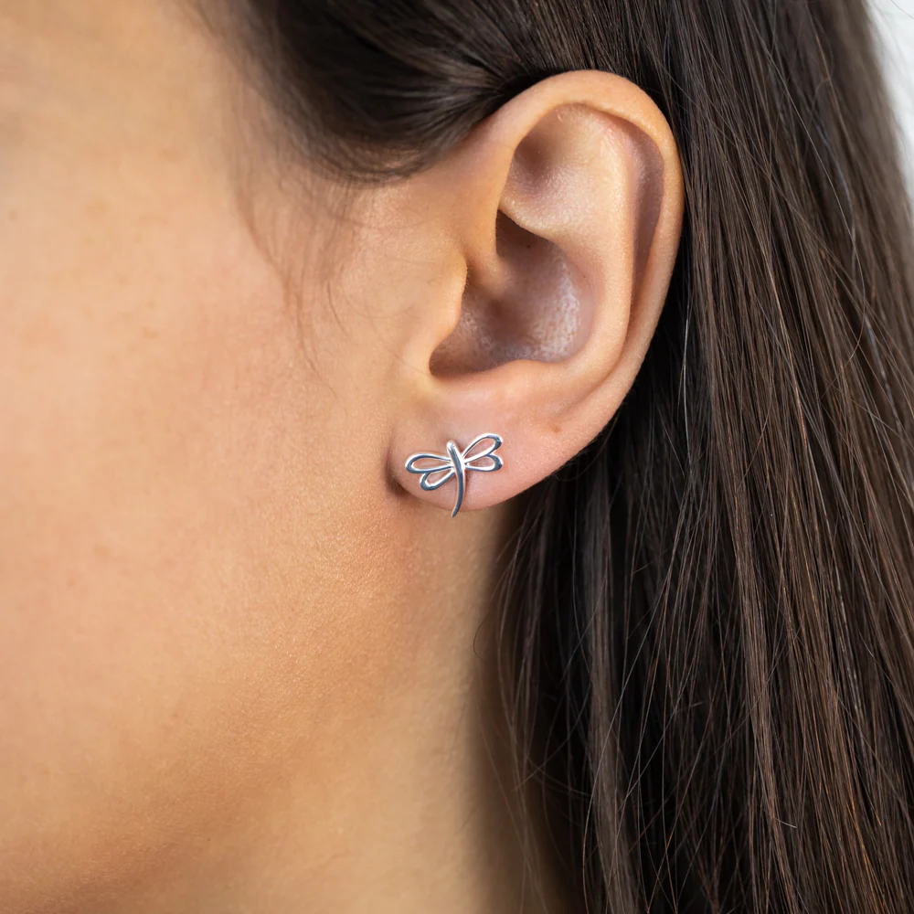 Sterling Silver Dragonfly Stud Earrings - Image 2