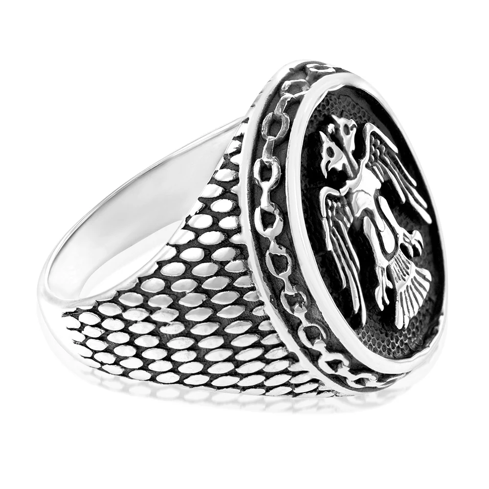 Sterling Silver Eagle On Oval Antique Ring - Image 2
