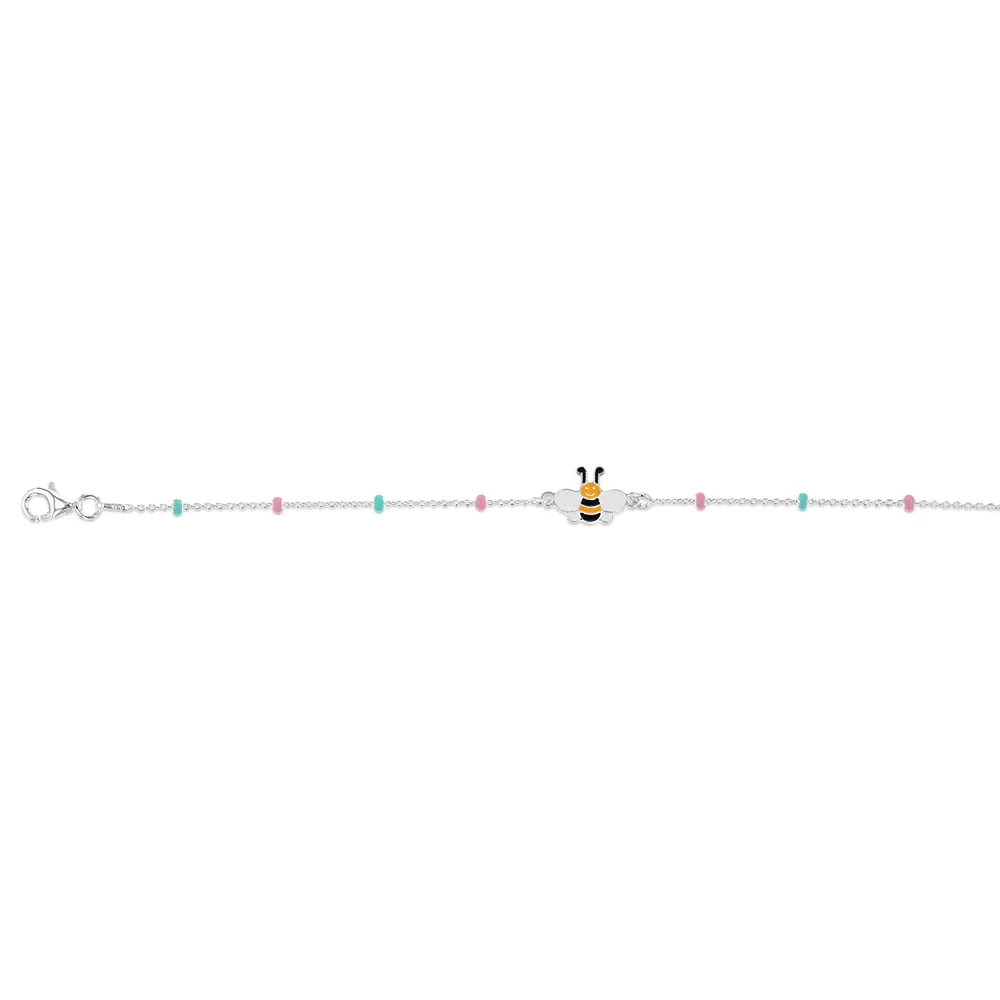 Sterling Silver Enamel Honeybee 17cm Kids Bracelet - Image 2