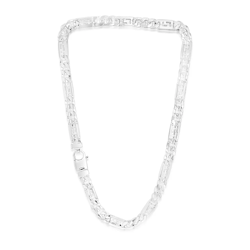 Sterling Silver Fancy 250 Gauge Curb And Green Link 50cm Chain