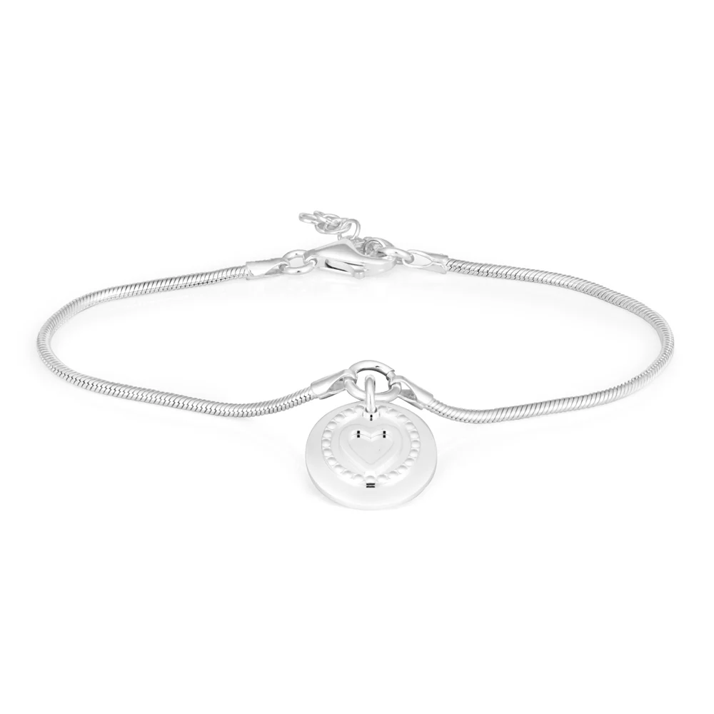 Sterling Silver Fancy Heart Charm 19.5cm Bracelet - Image 2