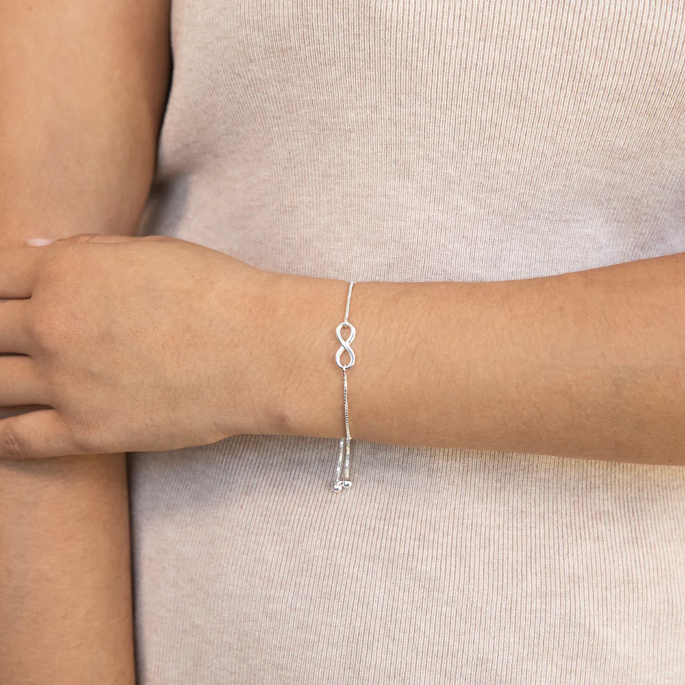 Sterling Silver Fancy Infinity Adjustable Bracelet - Image 3