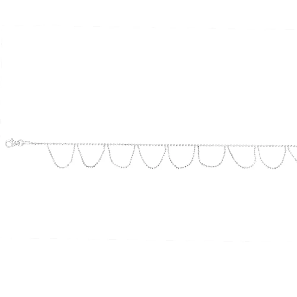 Sterling Silver Fancy Layered 27cm Anklet - Image 2