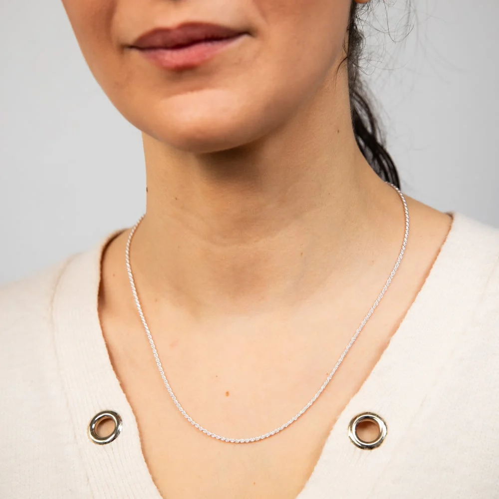 Sterling Silver Fancy Oxidised Rope 50cm Chain - Image 3