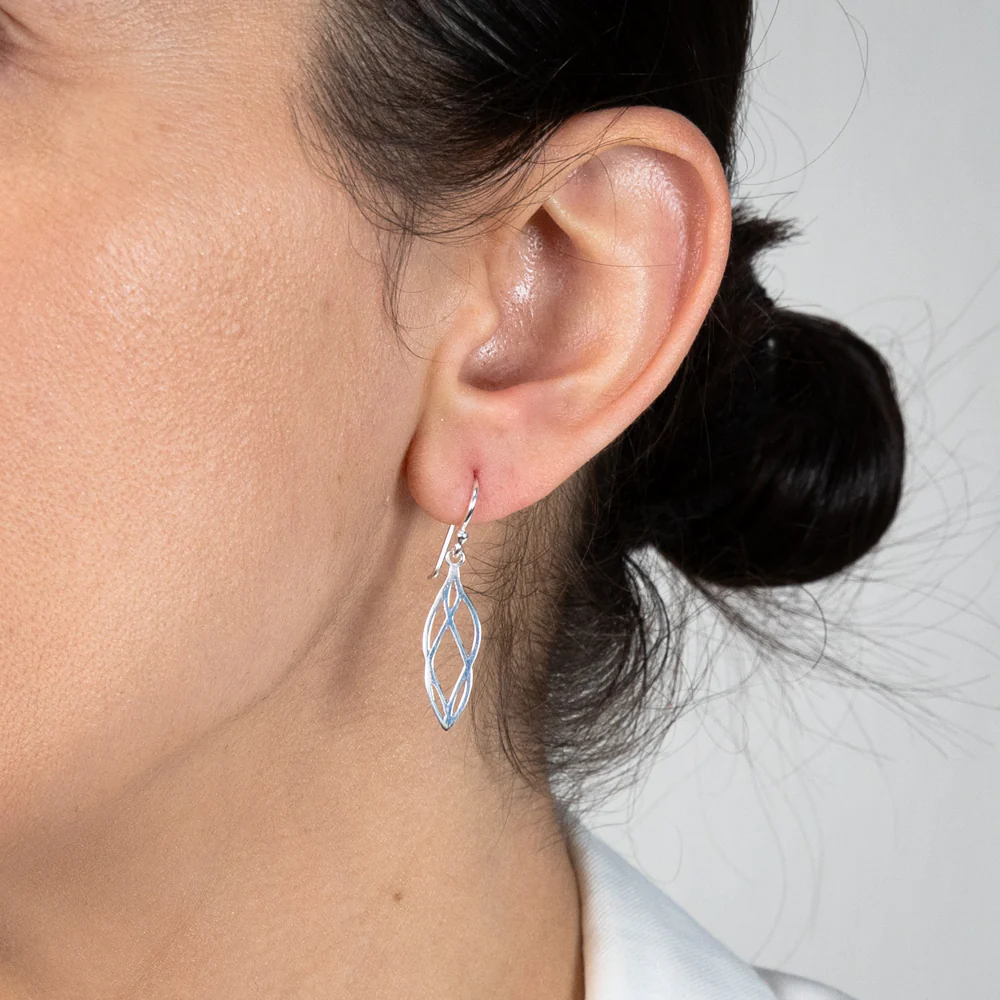 Sterling Silver Fancy Pattern Drop Earrings - Image 2