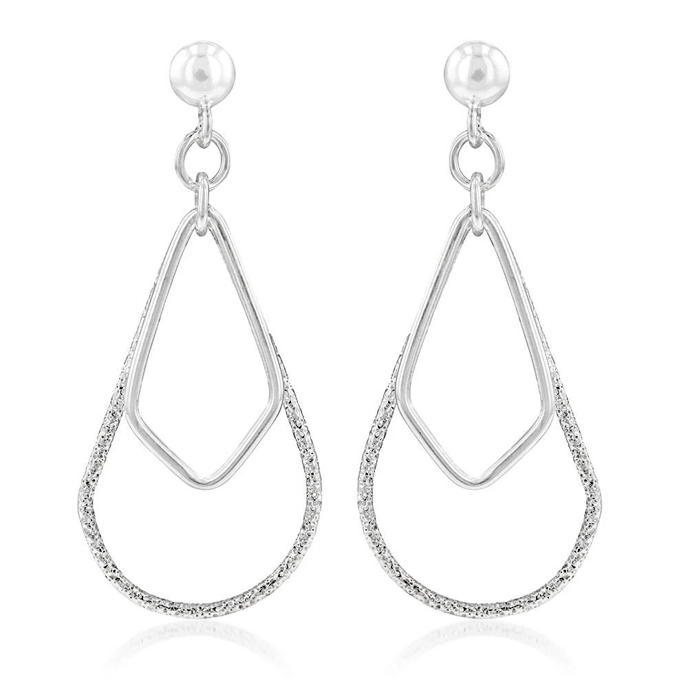 Sterling Silver Fancy Patterned Drop Earrings