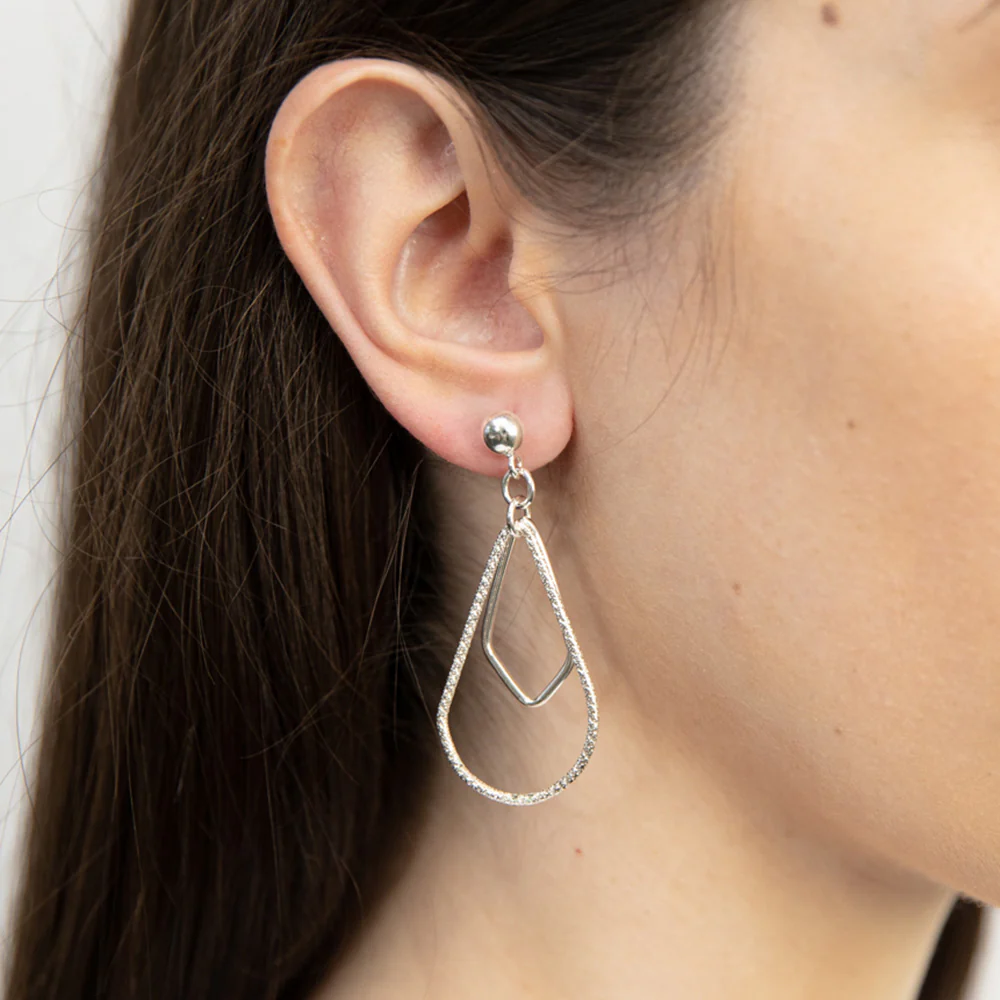 Sterling Silver Fancy Patterned Drop Earrings - Image 2