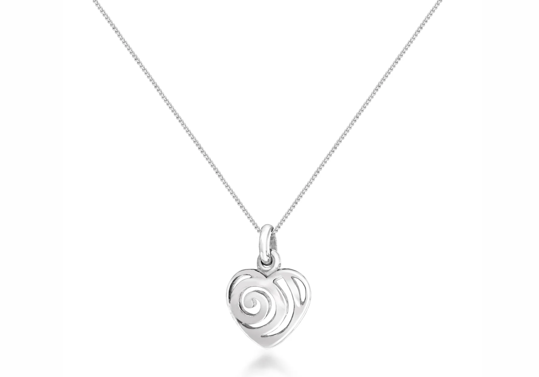 Sterling Silver Fancy Swirl Heart Pendant with 46cm Sterling Silver Chain - Image 2