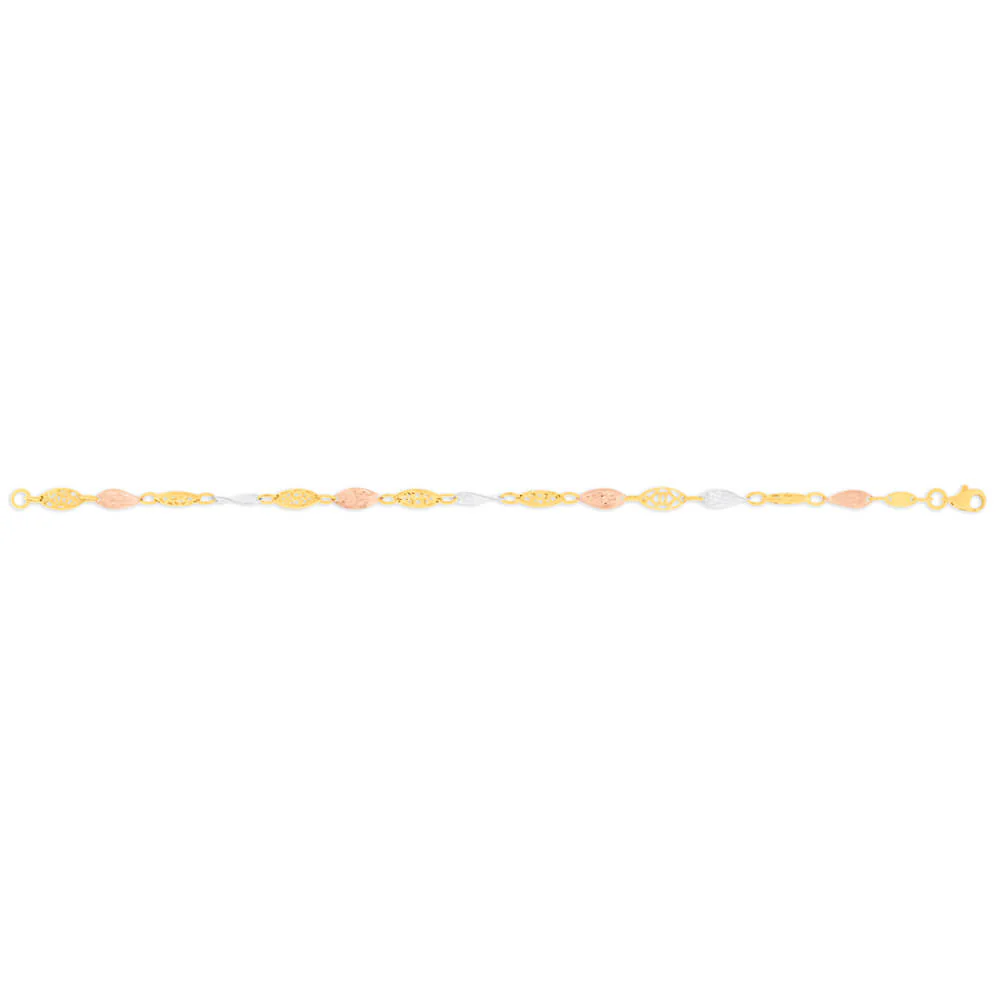 Sterling Silver Fancy Three-Tone 19cm Bracelet - Image 2