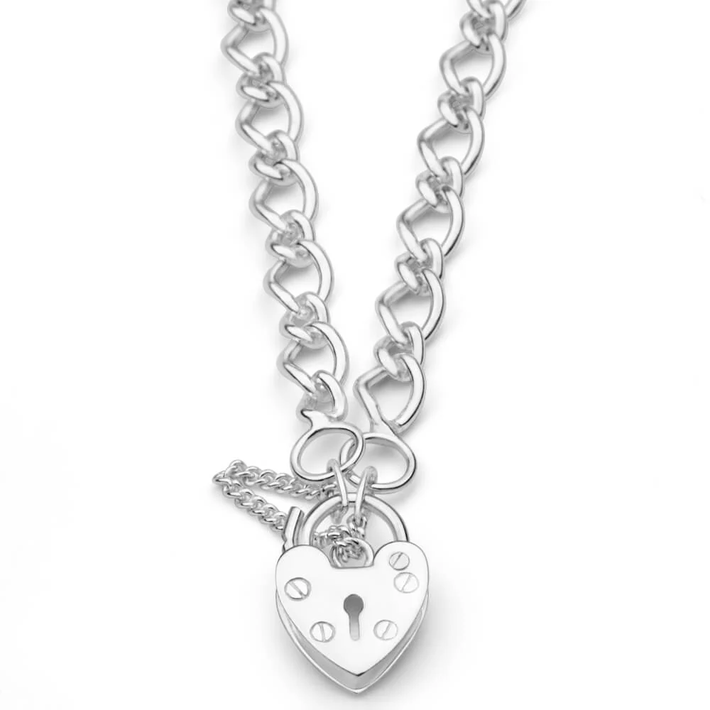 Sterling Silver Figaro 1:1 Padlock Bracelet - Image 2