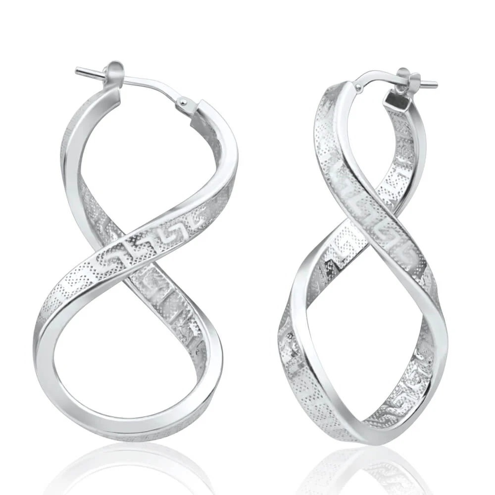 Sterling Silver Figure "8" Greek Hoop Earrings